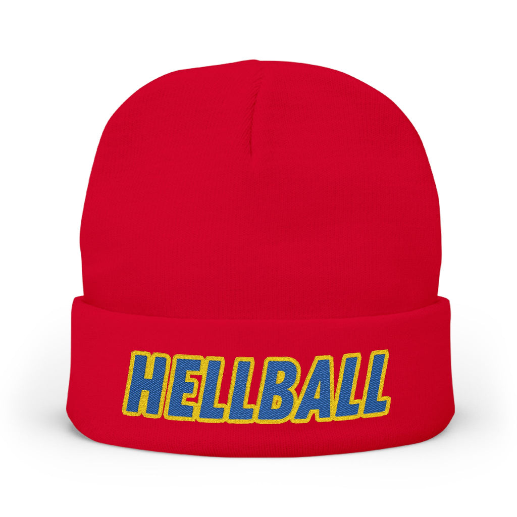 BORO Embroidered "HELLBALL" Knit Beanie - Bold Lettering Winter Hat
