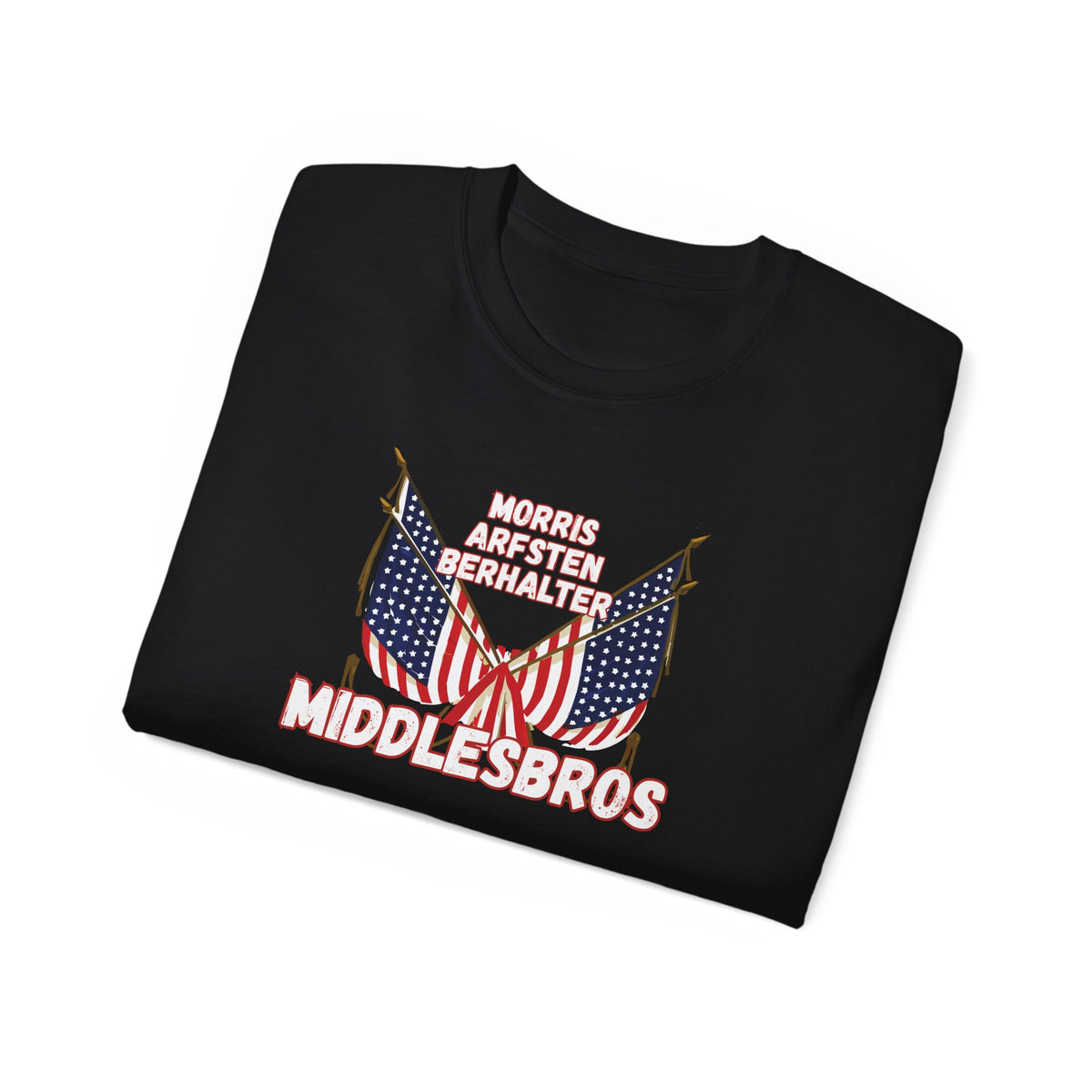 American Flag Graphic Cotton T-Shirt - Morris, Arfsten and Berhalter - Patriotic 'Middlesbros' Tee