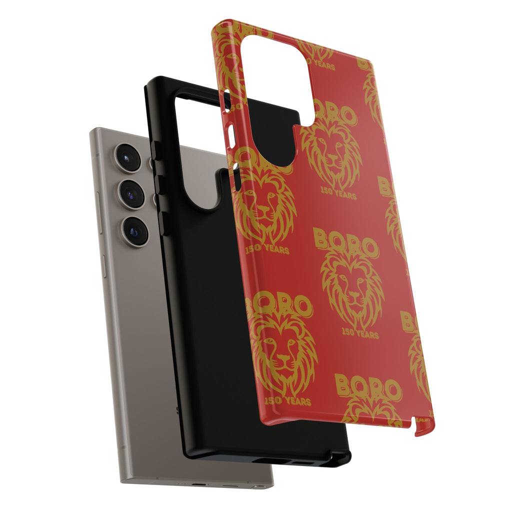 BORO Gold on red Lion Head Phone Case — Red 150 years Pattern Protective Case
