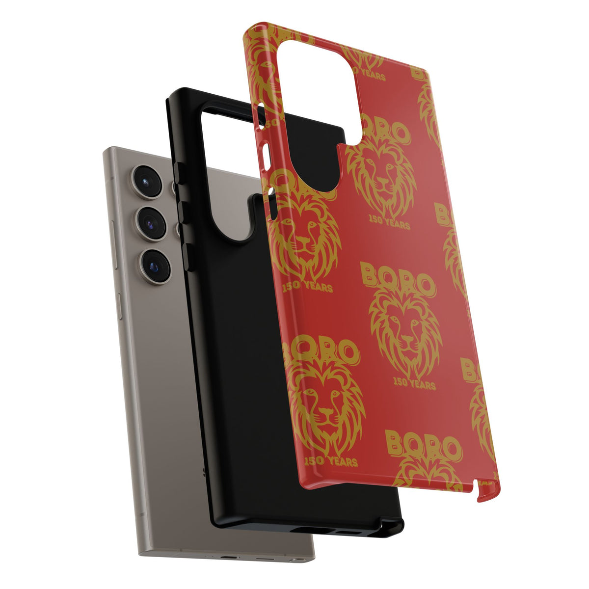 BORO Gold on red Lion Head Phone Case — Red 150 years Pattern Protective Case