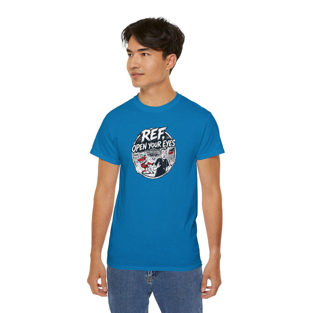 BORO T-Shirt — “Ref: Open Your Eyes” Graphic Tee (Comic-book Style Humour)