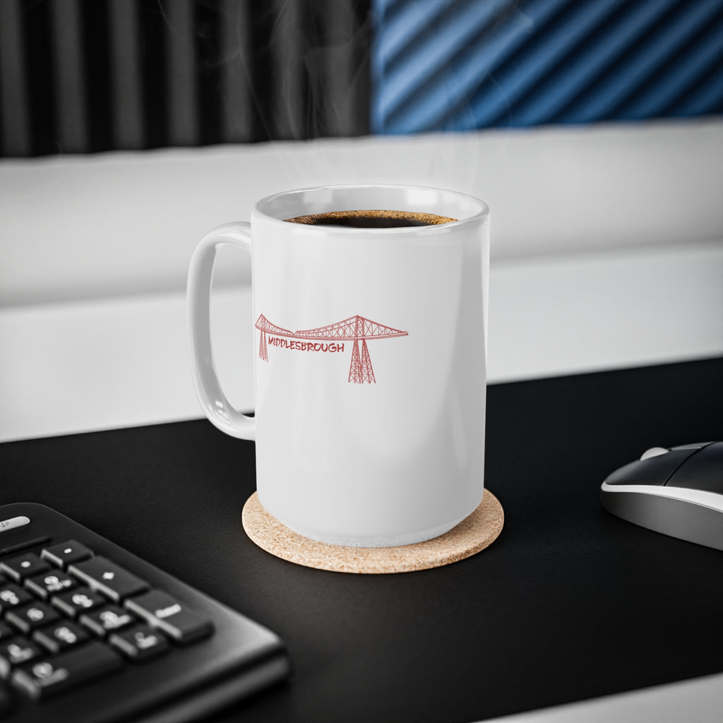 Middlesbrough Transporter Bridge Sketch Ceramic Mug — 11oz & 15oz Coffee Cup