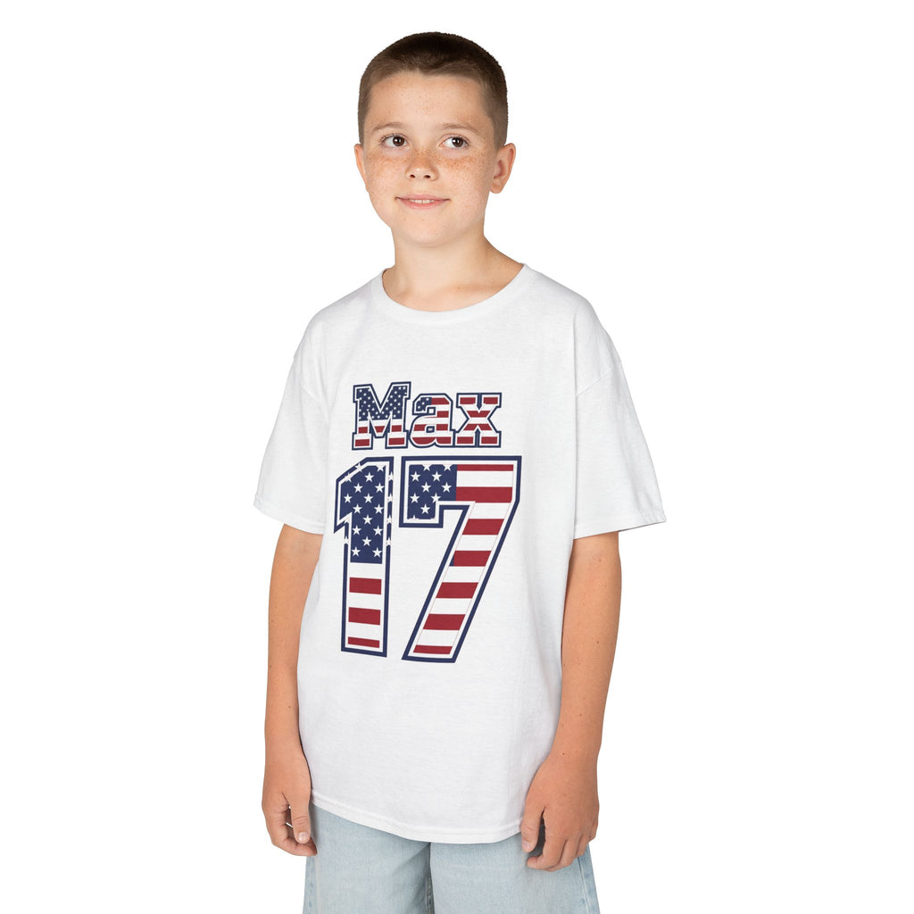 Kids Shirt 'Max 17' American Flag BORO Shirt, Max Arfsten is our Number 17 'Front print'