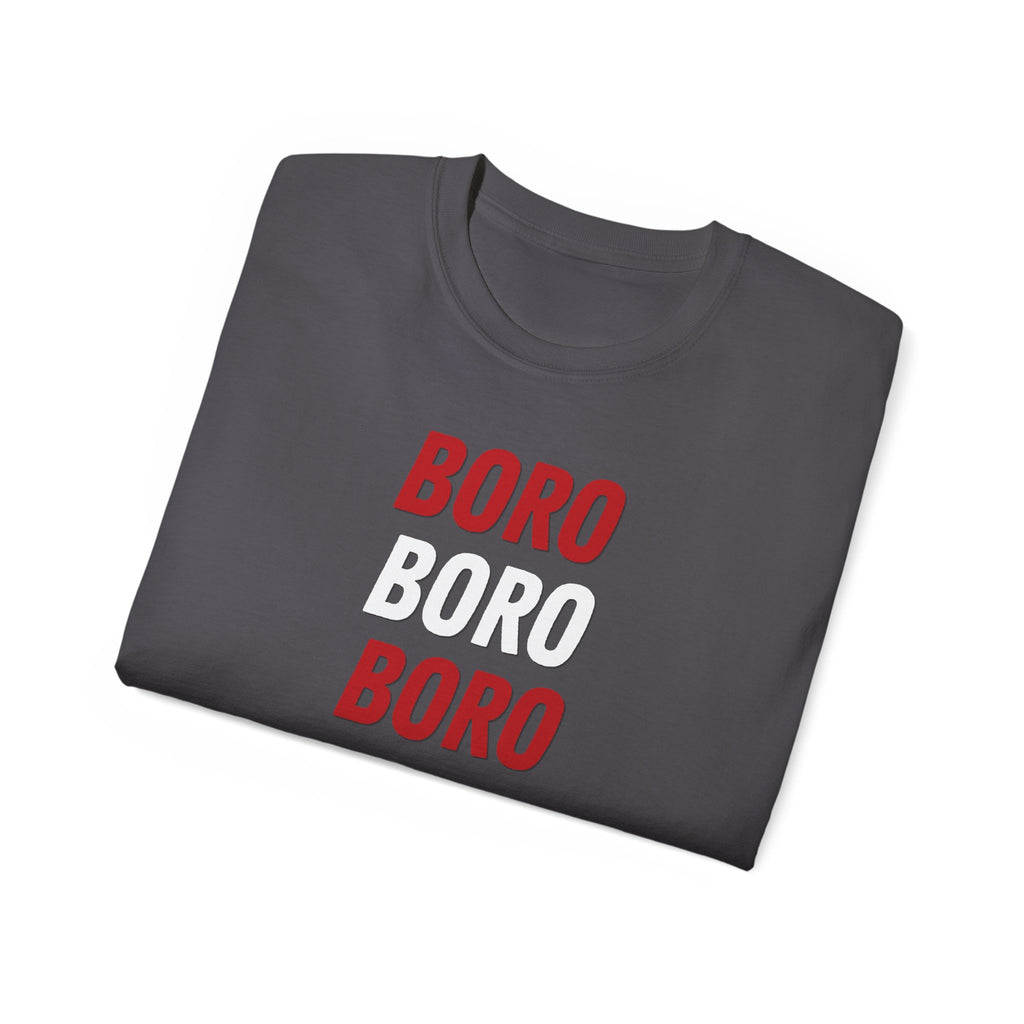 Boro Boro Boro Graphic Tee — Retro Red Logo Cotton T-Shirt