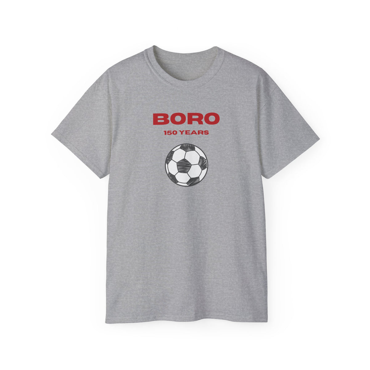 Adult Boro 150 Years Soccer Tee — Football Club Anniversary Shirt