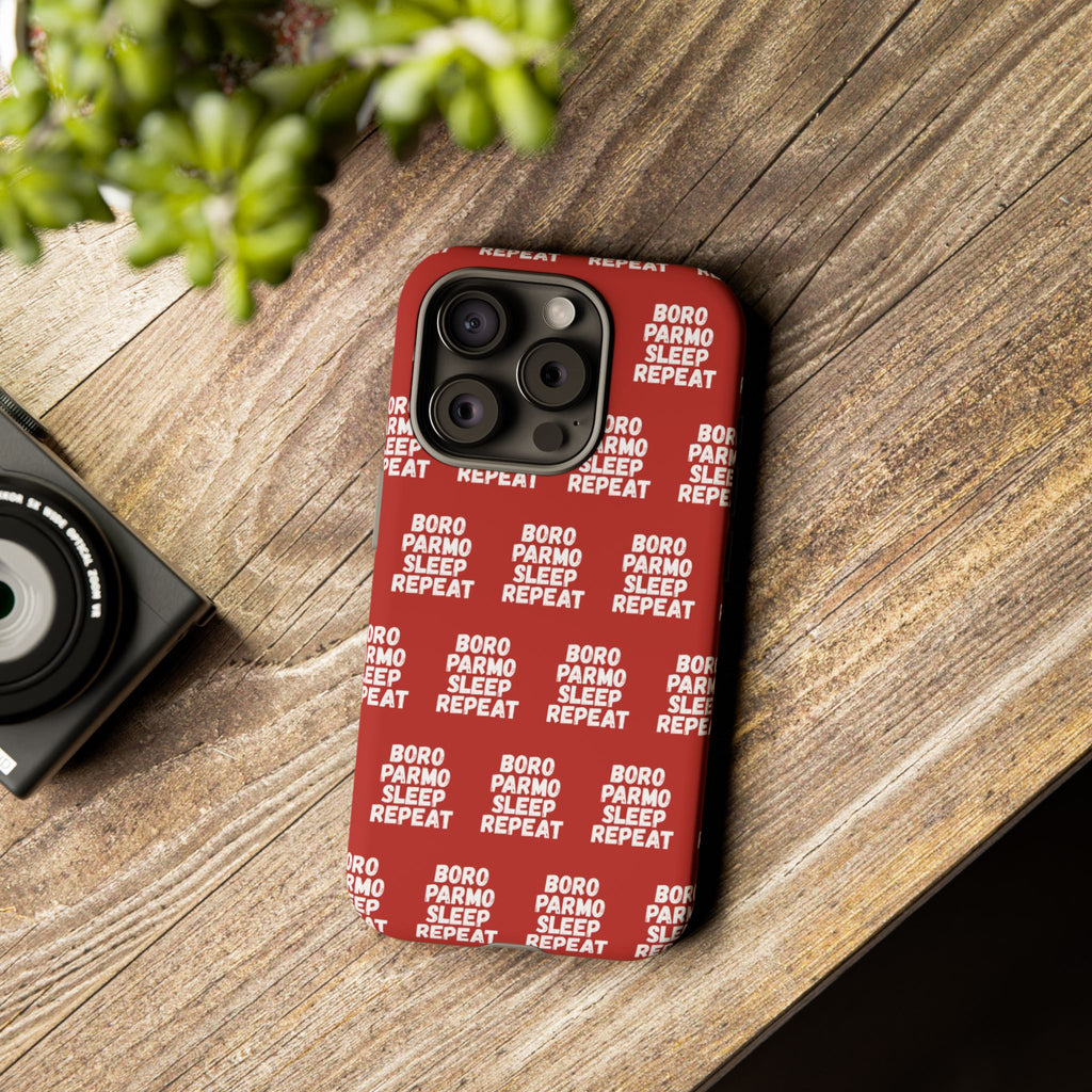 "BORO PARMO SLEEP REPEAT" Phone Case — Red Pattern Tough Case