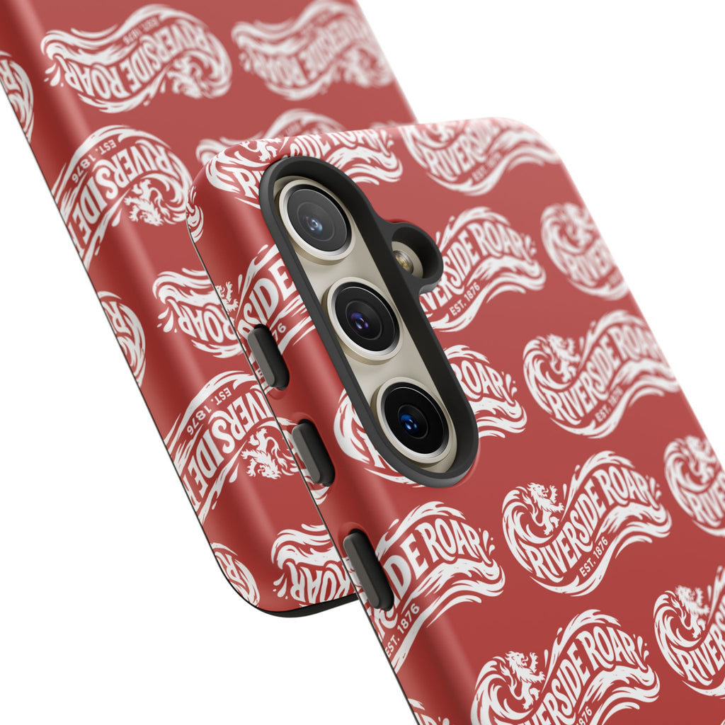 Riverside Roar Patterned Tough Case (White on Red) iPhone & Samsung
