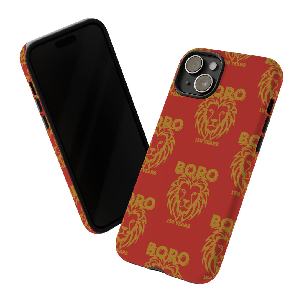 BORO Gold on red Lion Head Phone Case — Red 150 years Pattern Protective Case