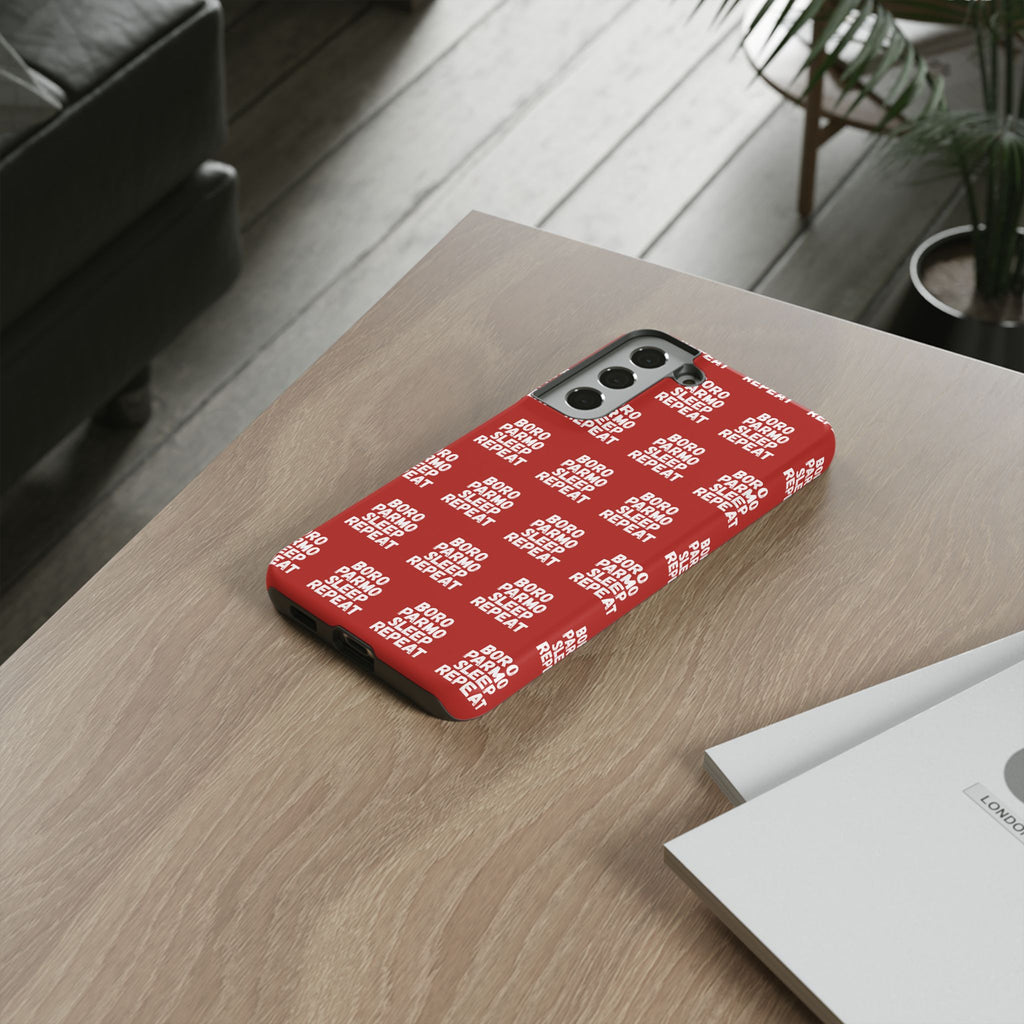 "BORO PARMO SLEEP REPEAT" Phone Case — Red Pattern Tough Case
