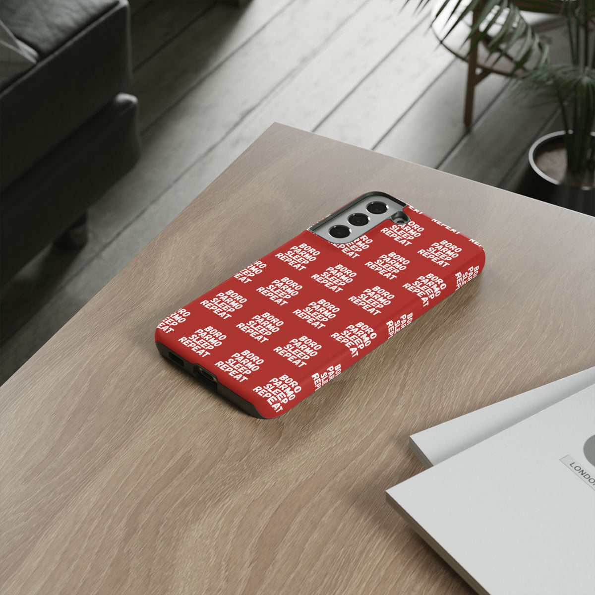"BORO PARMO SLEEP REPEAT" Phone Case — Red Pattern Tough Case