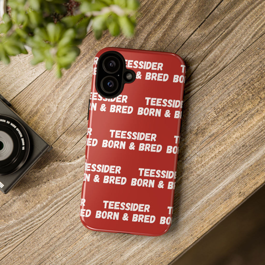 "TEESSIDE BORN & BRED" Phone Case — Red Pattern Tough Case