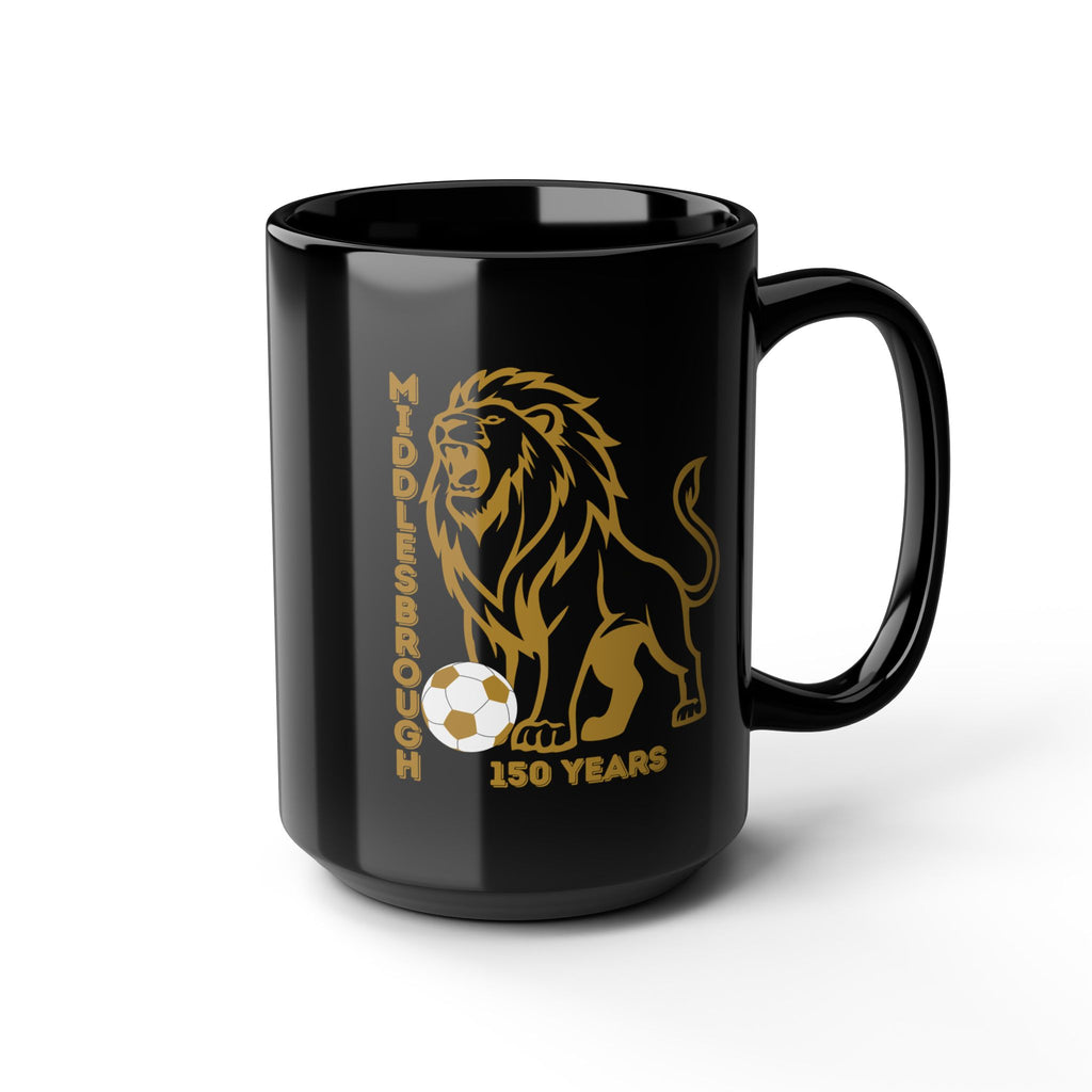 Middlesbrough Lion Soccer Mug — 150 Years Commemorative Black Coffee Cup (11oz/15oz)