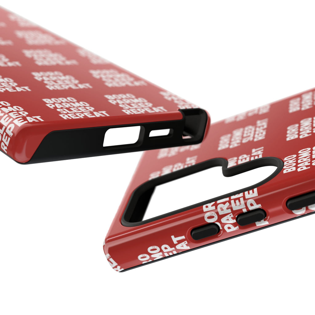 "BORO PARMO SLEEP REPEAT" Phone Case — Red Pattern Tough Case