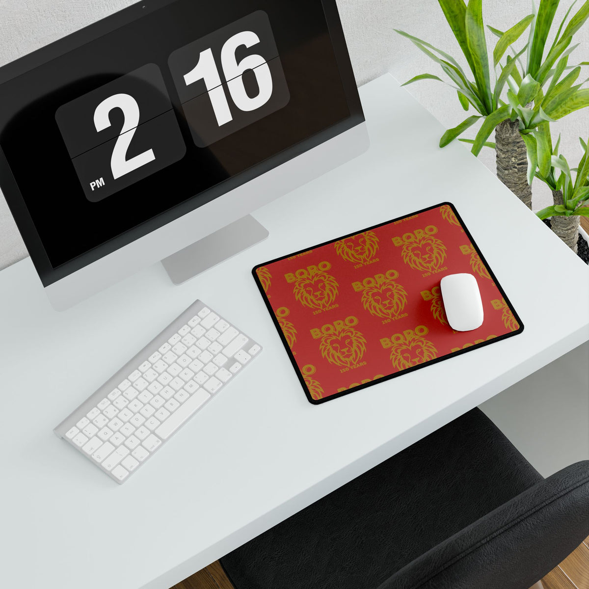 BORO Lion Head Red Desk Mat — Large Gaming & Office Desk Pad
