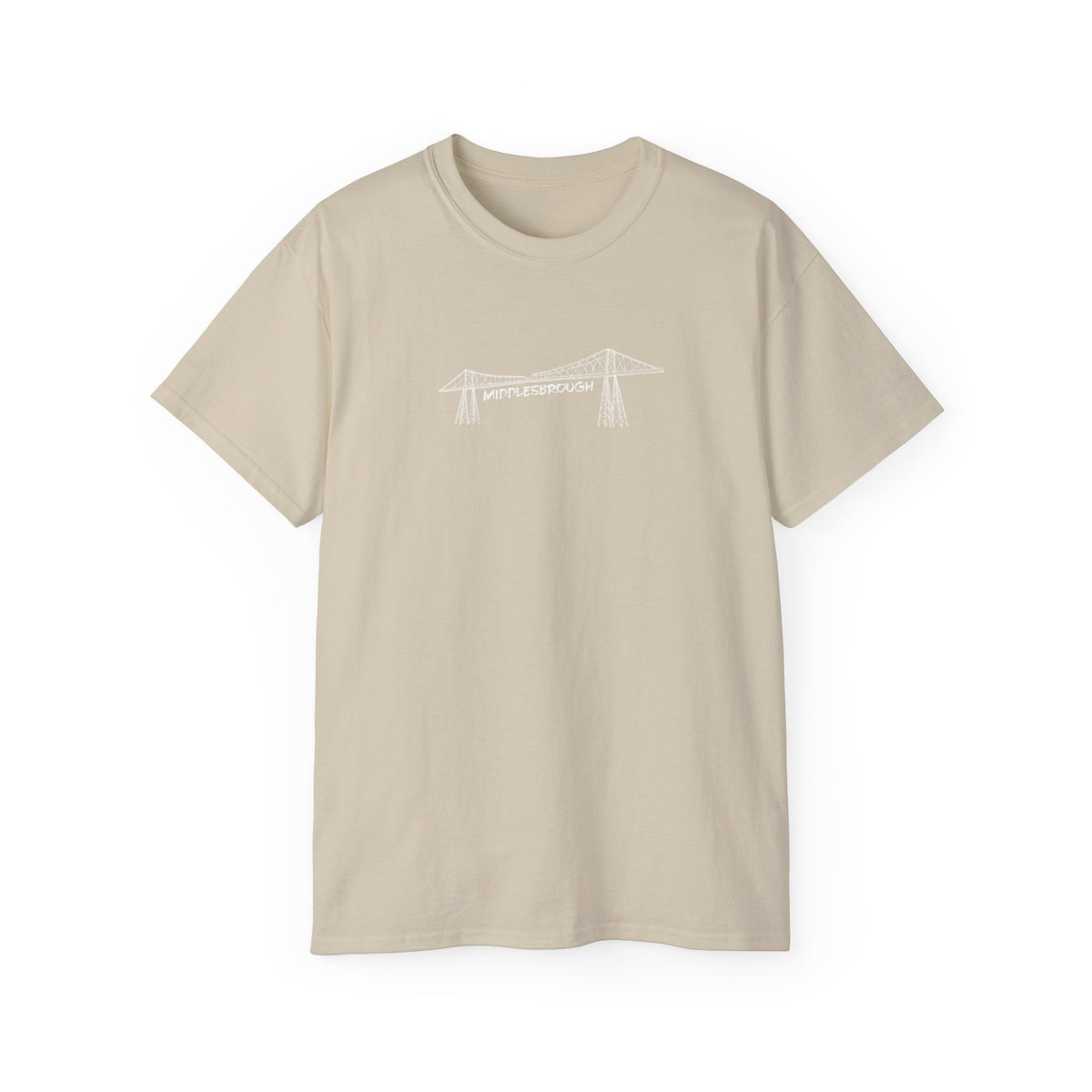 Transporter Bridge Sketch T‑Shirt — Minimalist Hand‑Drawn Middlesbrough Bridge Design