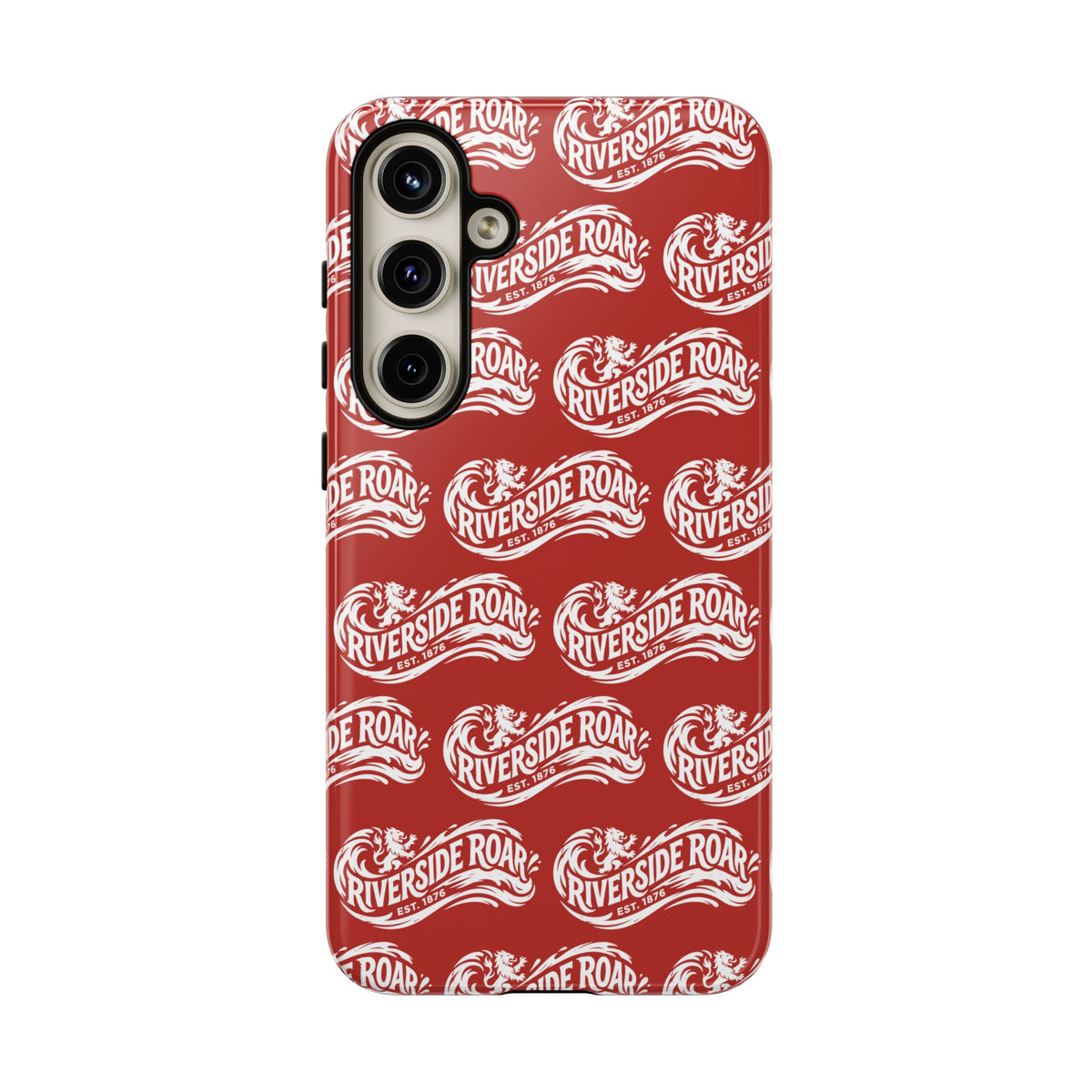 Riverside Roar Patterned Tough Case (White on Red) iPhone & Samsung