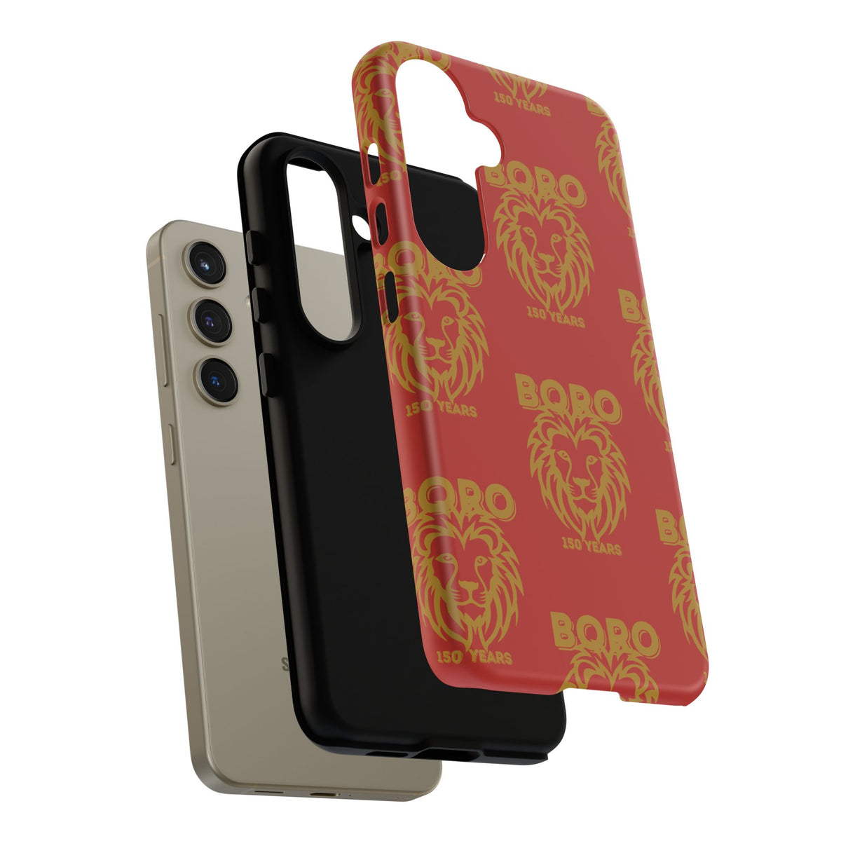BORO Gold on red Lion Head Phone Case — Red 150 years Pattern Protective Case