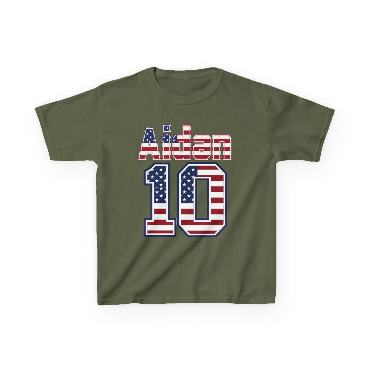 Kids Shirt 'Aiden 10' American Flag BORO Shirt, Aidan Morris is our Number 10 'Front print'