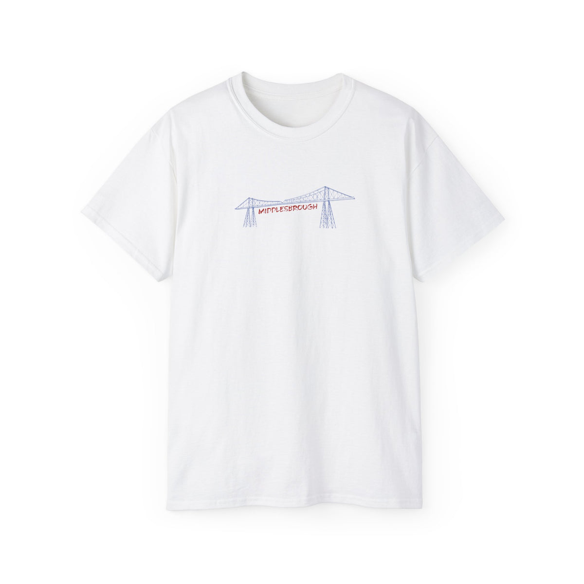 Transporter Bridge Sketch T‑Shirt — Minimalist Hand‑Drawn Middlesbrough Bridge Design