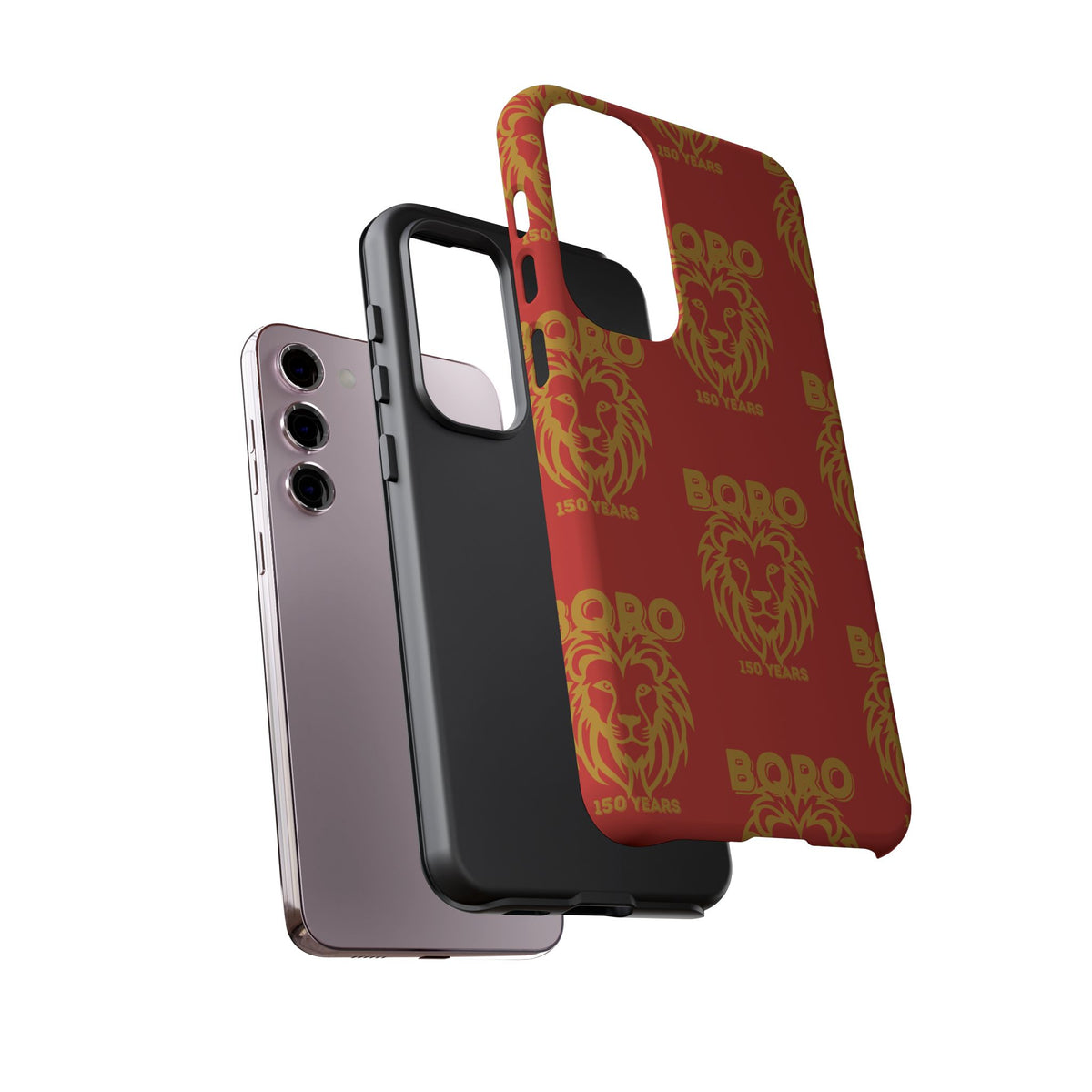 BORO Gold on red Lion Head Phone Case — Red 150 years Pattern Protective Case