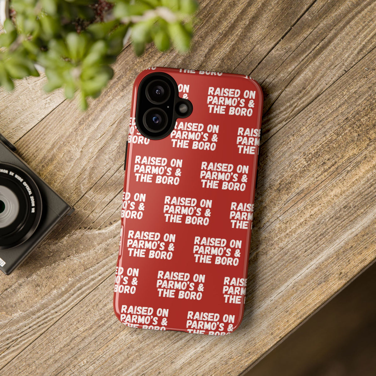 "RAISED ON PARMO'S AND THE BORO" Phone Case — Red Pattern Tough Case