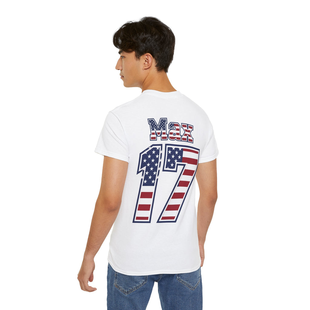 Max Arfsten Number 17 USA Flag Shirt for the BORO 'back print only'