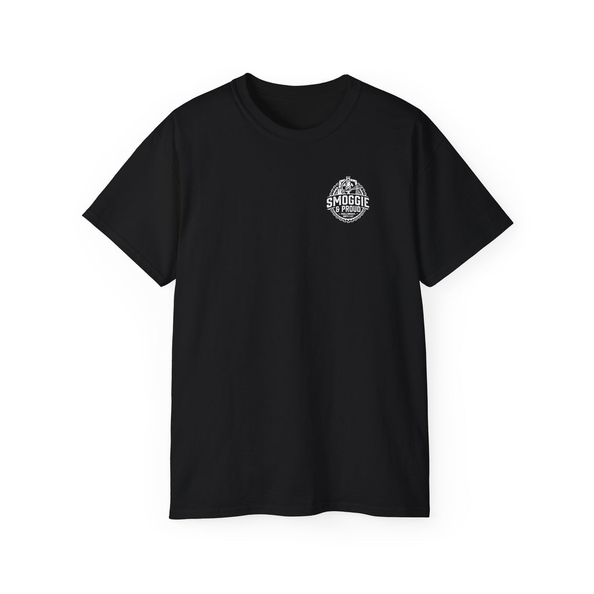 Smoggie & Proud Badge T‑Shirt — Teesside Pride Tee badge graphic
