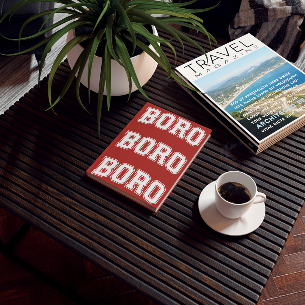 BORO Hardcover Journal — Red Collegiate Notebook for Students & Fans (blank sheets)