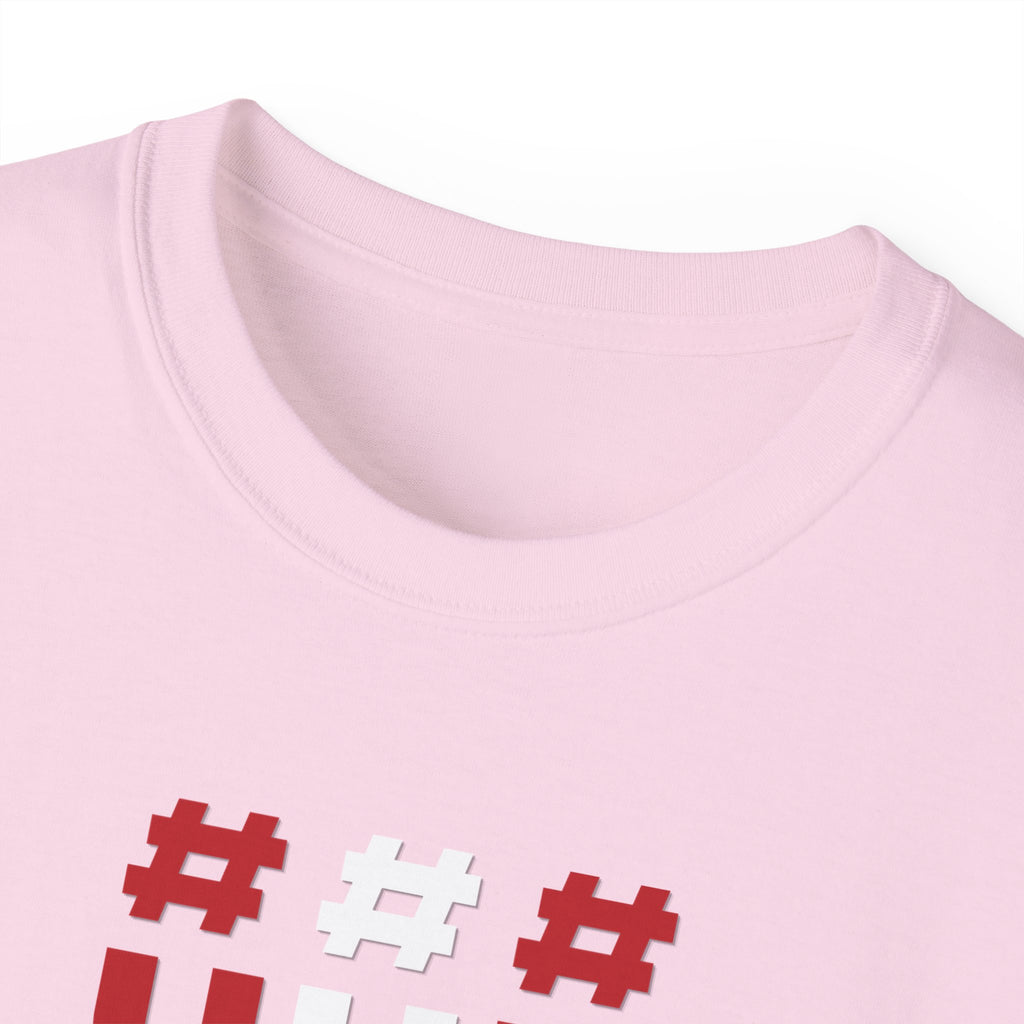 Tripple Vertical '#UTFB' Graphic Tee — Red & White Minimalist Design
