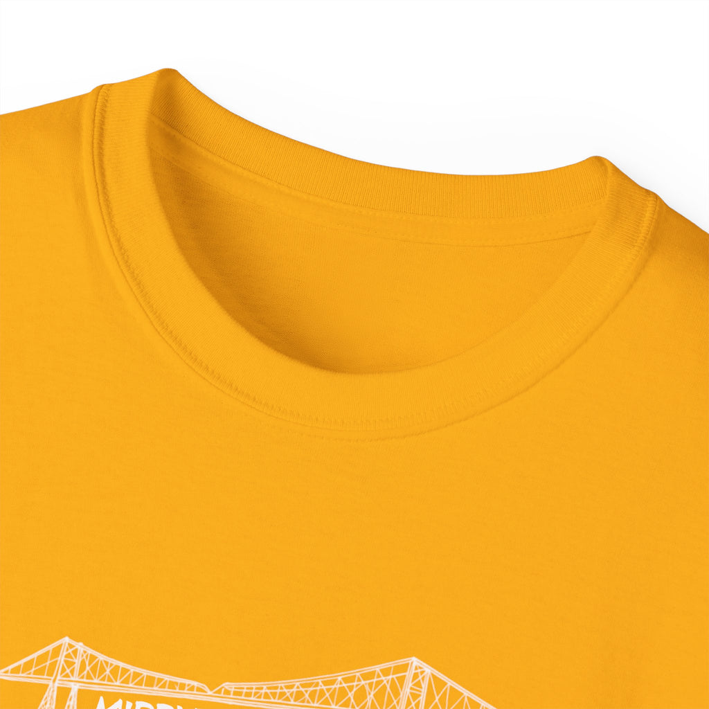 Transporter Bridge Sketch T‑Shirt — Minimalist Hand‑Drawn Middlesbrough Bridge Design