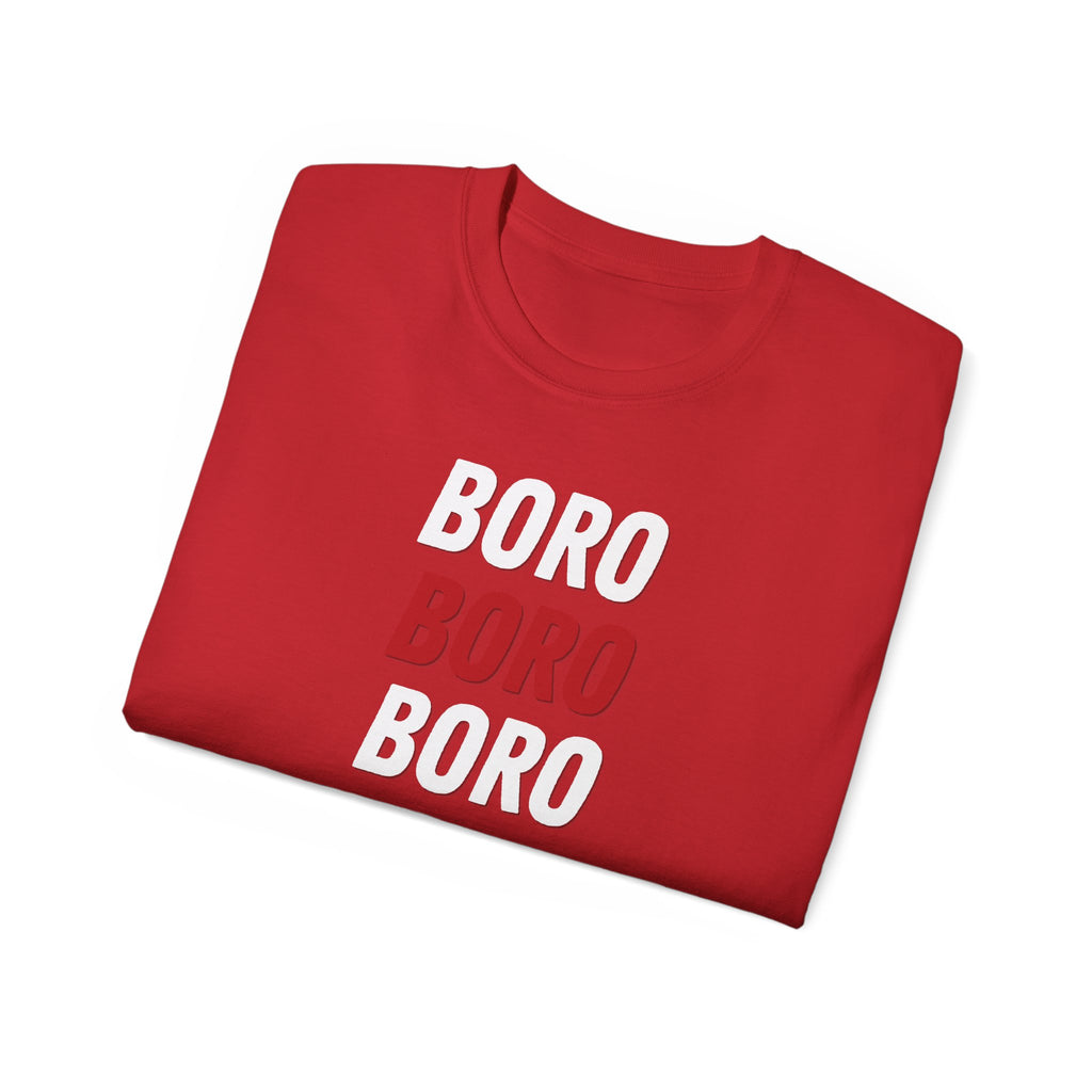 Boro Boro Boro Graphic Tee — Retro Red Logo Cotton T-Shirt