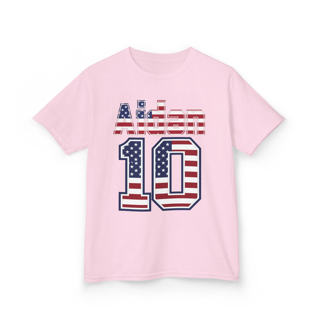 Kids Shirt 'Aiden 10' American Flag BORO Shirt, Aidan Morris is our Number 10 'Front print'