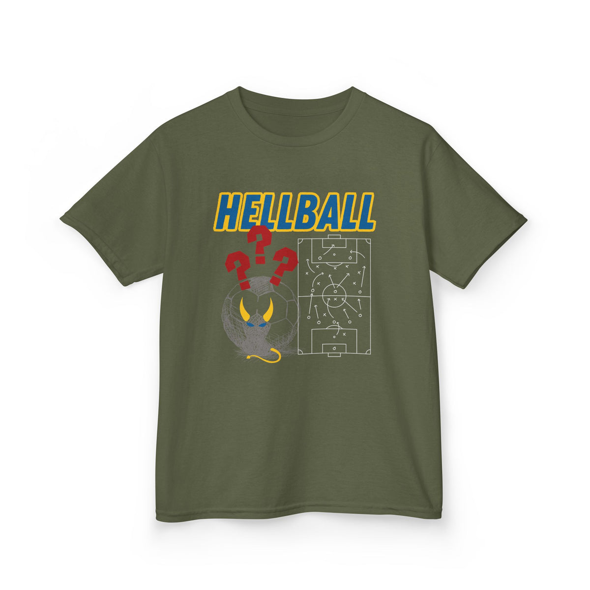 Kids T‑Shirt — "HELLBALL" Graphic Tee with Demon Ball and Game Plan