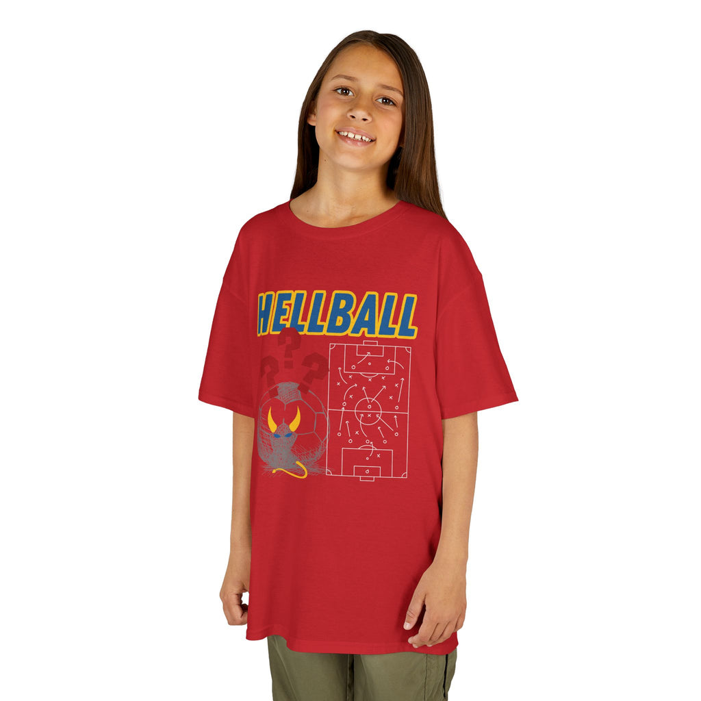 Kids T‑Shirt — "HELLBALL" Graphic Tee with Demon Ball and Game Plan