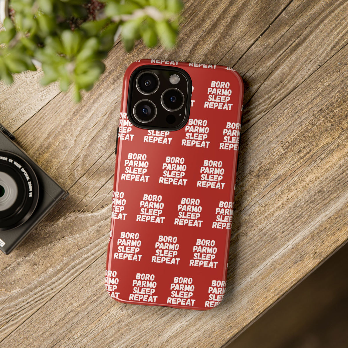 "BORO PARMO SLEEP REPEAT" Phone Case — Red Pattern Tough Case