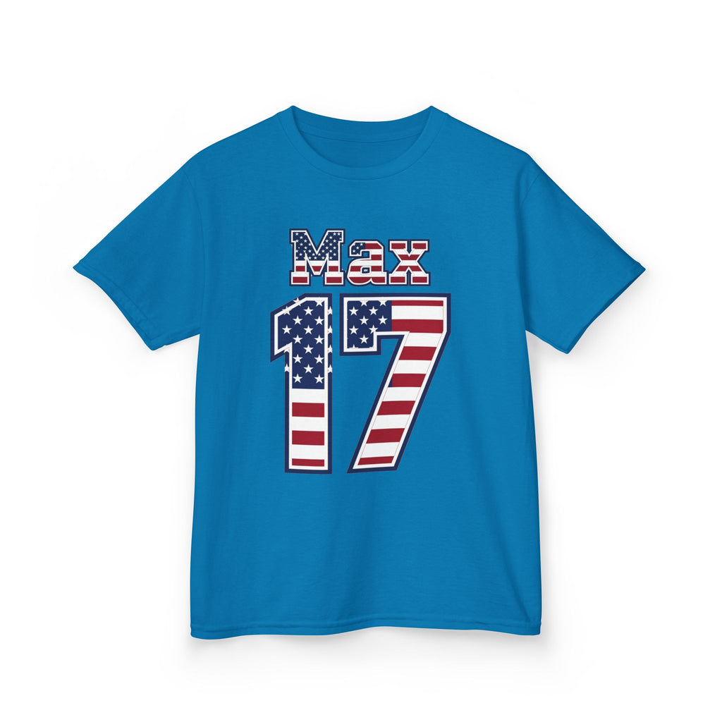 Kids Shirt 'Max 17' American Flag BORO Shirt, Max Arfsten is our Number 17 'Front print'