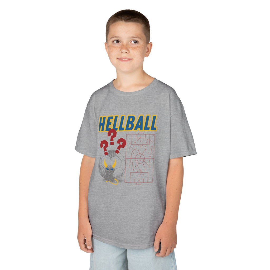 Kids T‑Shirt — "HELLBALL" Graphic Tee with Demon Ball and Game Plan