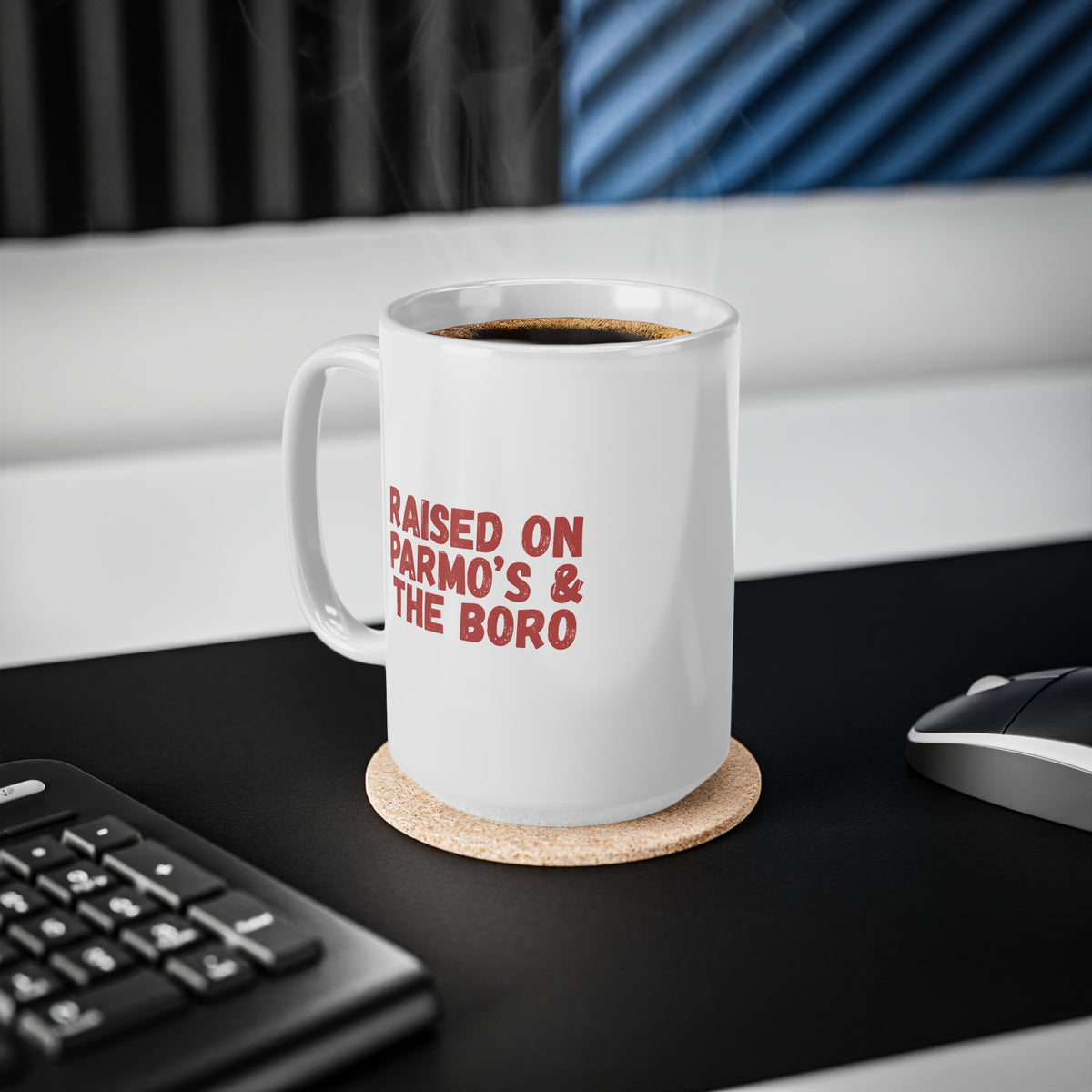 Raised on Parmo's & The Boro Mug — Funny Middlesbrough Ceramic Coffee Cup