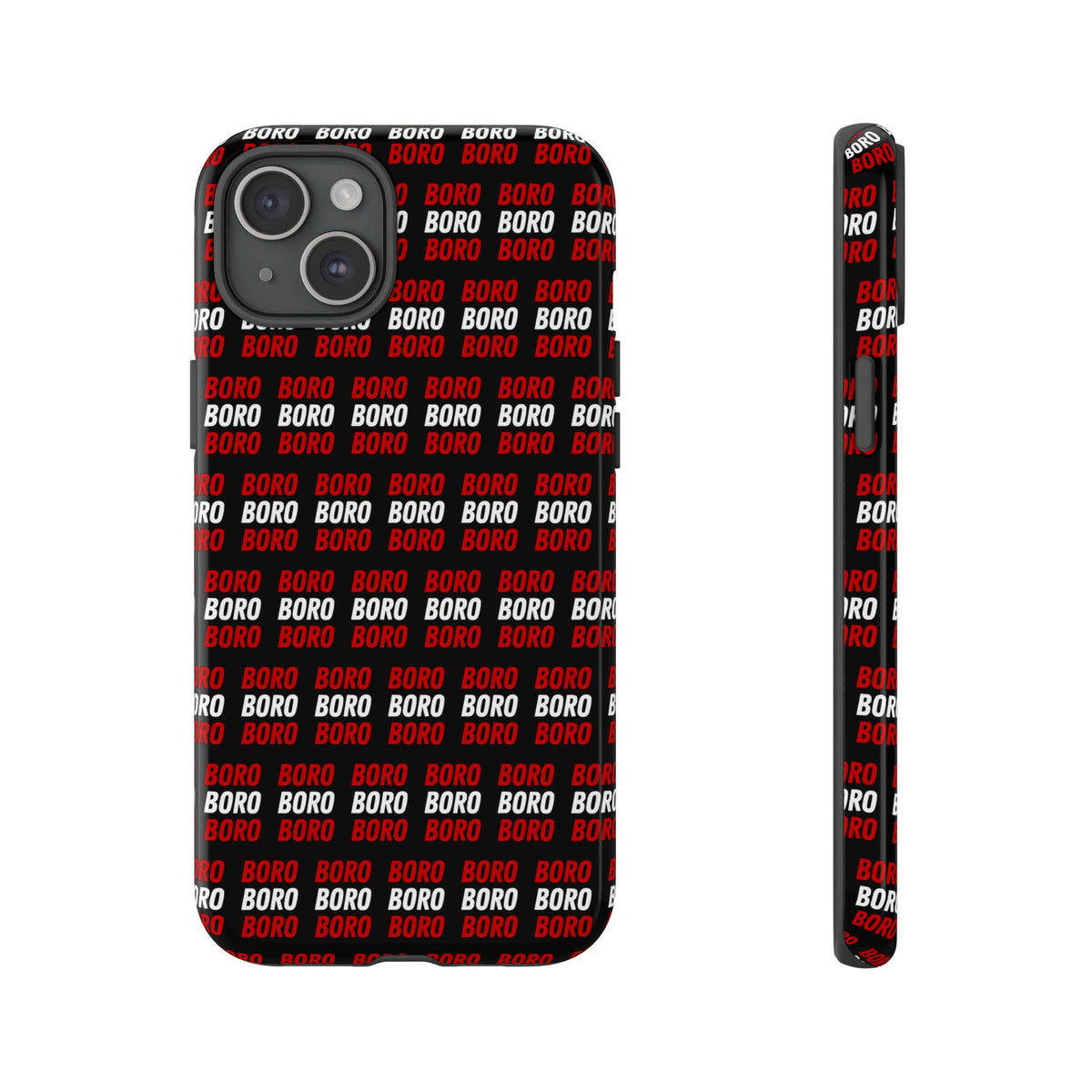 BORO BORO BORO Pattern Phone Case — Bold Red & White Repeating Text Protective Cover