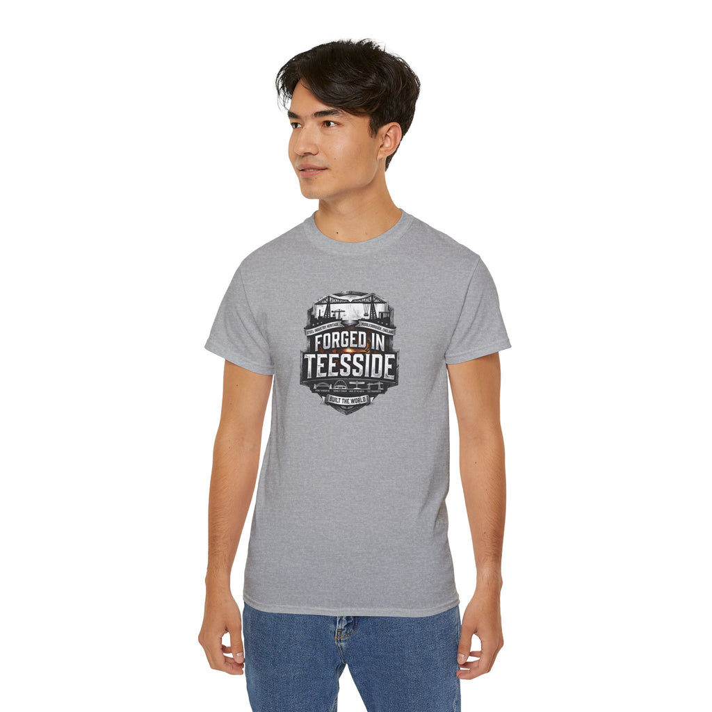 Forged in Teesside Graphic Tee, Industrial England T‑Shirt, Teesside Built The World, British Steel