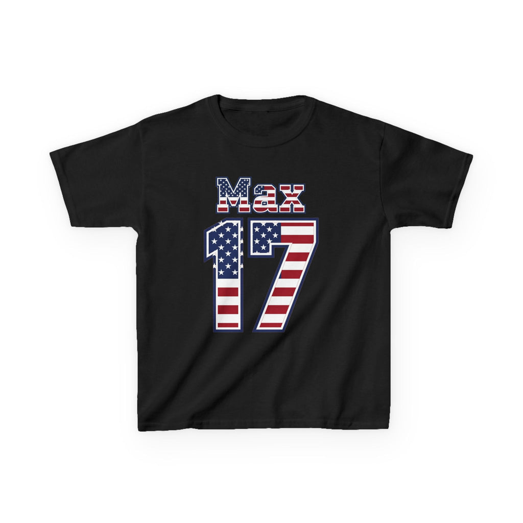Kids Shirt 'Max 17' American Flag BORO Shirt, Max Arfsten is our Number 17 'Front print'