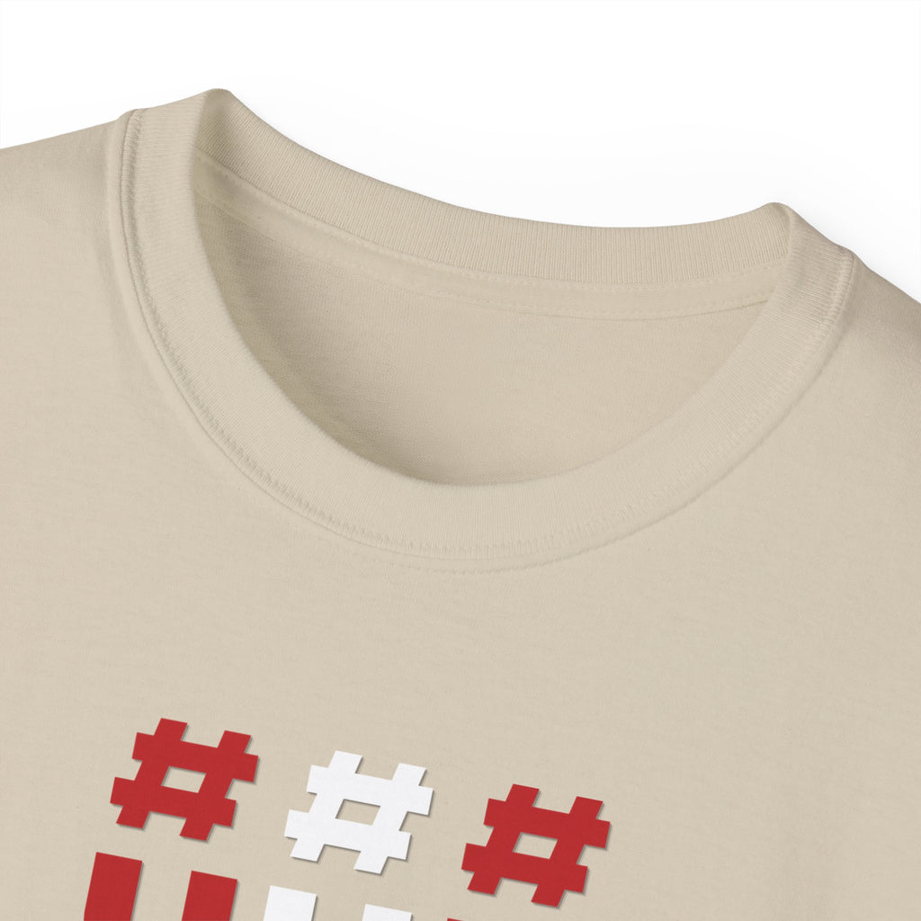 Tripple Vertical '#UTFB' Graphic Tee — Red & White Minimalist Design