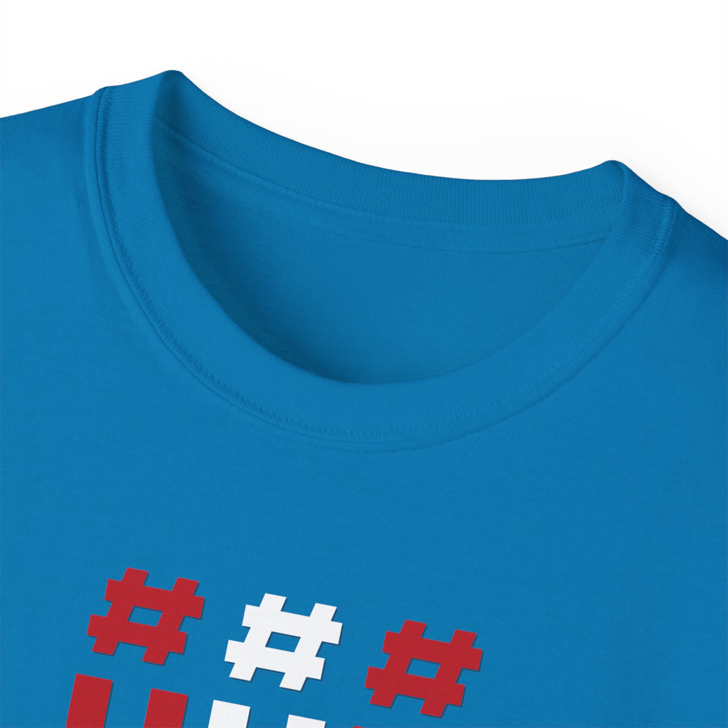 Tripple Vertical '#UTFB' Graphic Tee — Red & White Minimalist Design