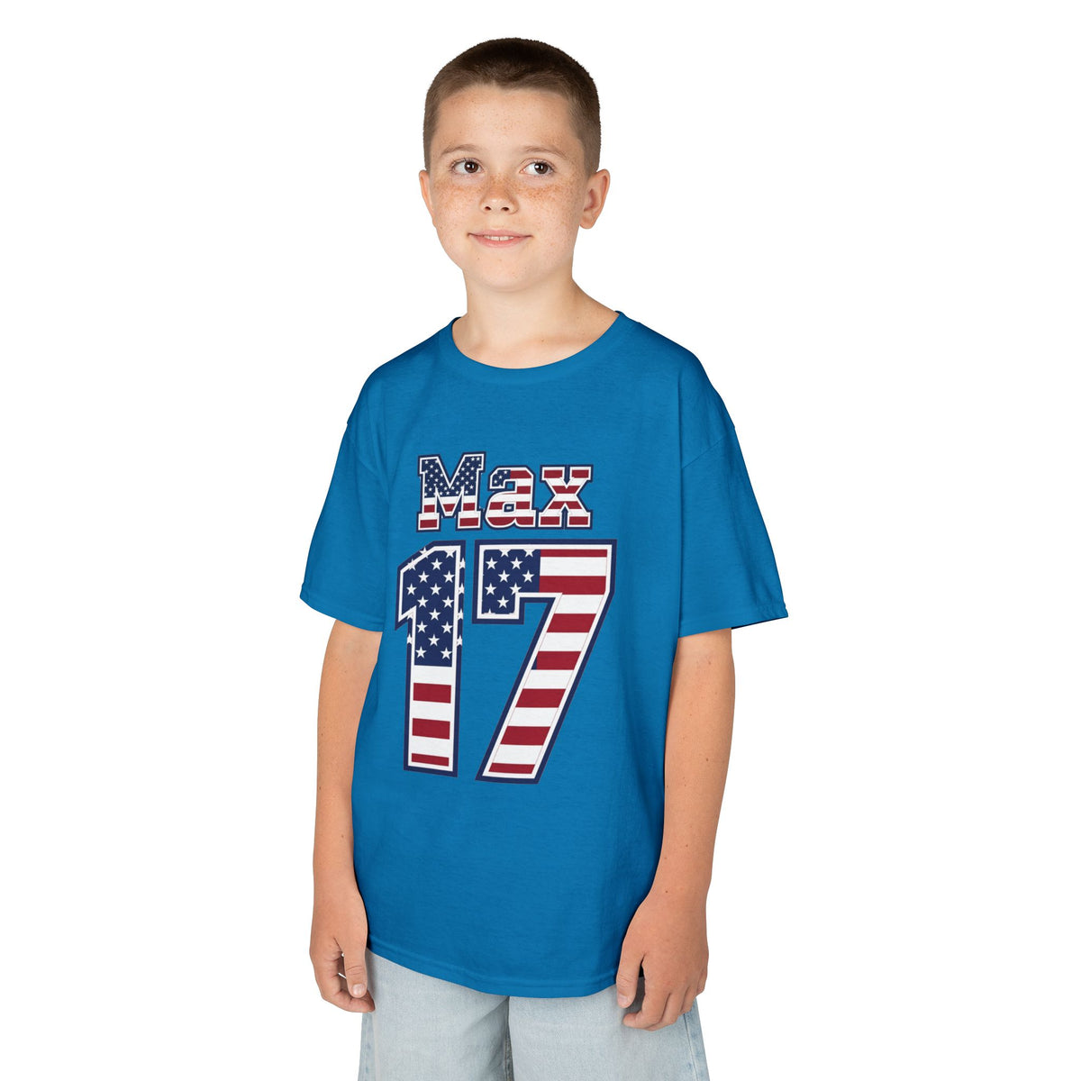 Kids Shirt 'Max 17' American Flag BORO Shirt, Max Arfsten is our Number 17 'Front print'
