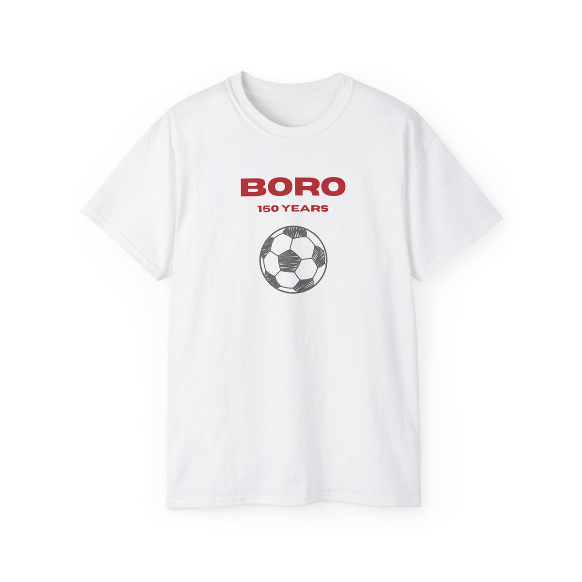 Adult Boro 150 Years Soccer Tee — Football Club Anniversary Shirt