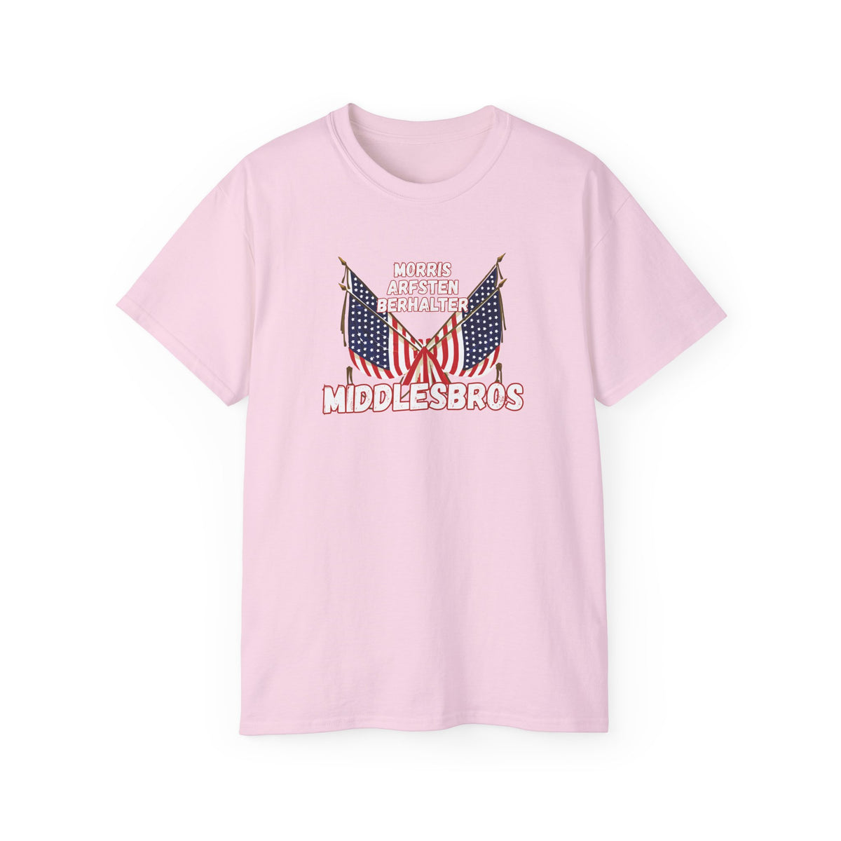 American Flag Graphic Cotton T-Shirt - Morris, Arfsten and Berhalter - Patriotic 'Middlesbros' Tee