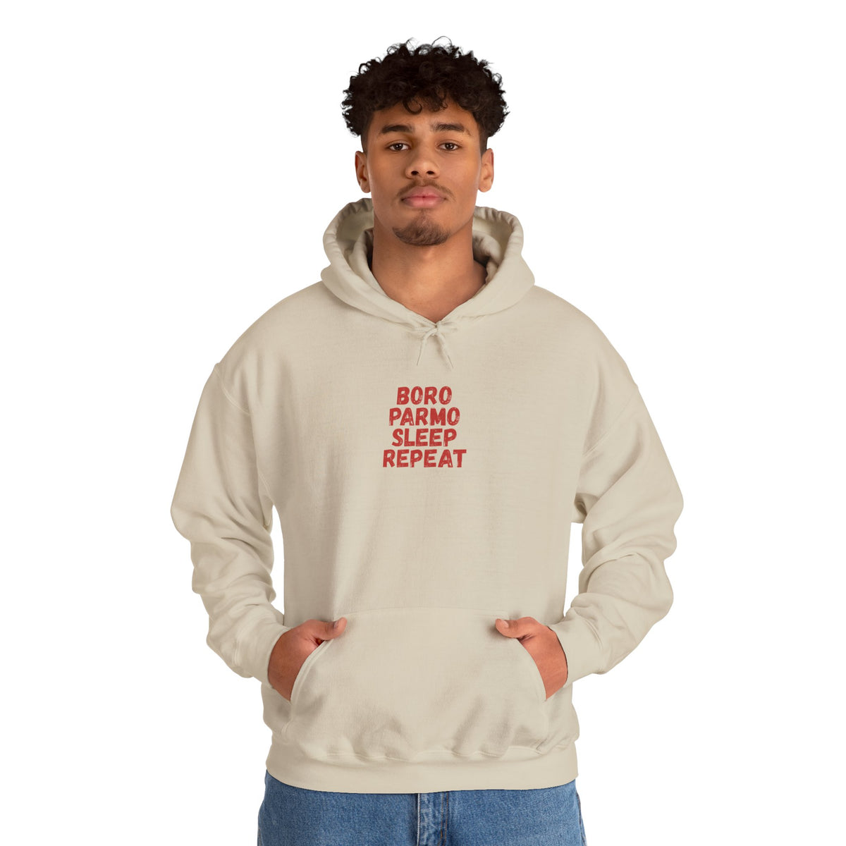Boro Parmo Sleep Repeat Hoodie — #UTB BORO STYLE - 'front print'