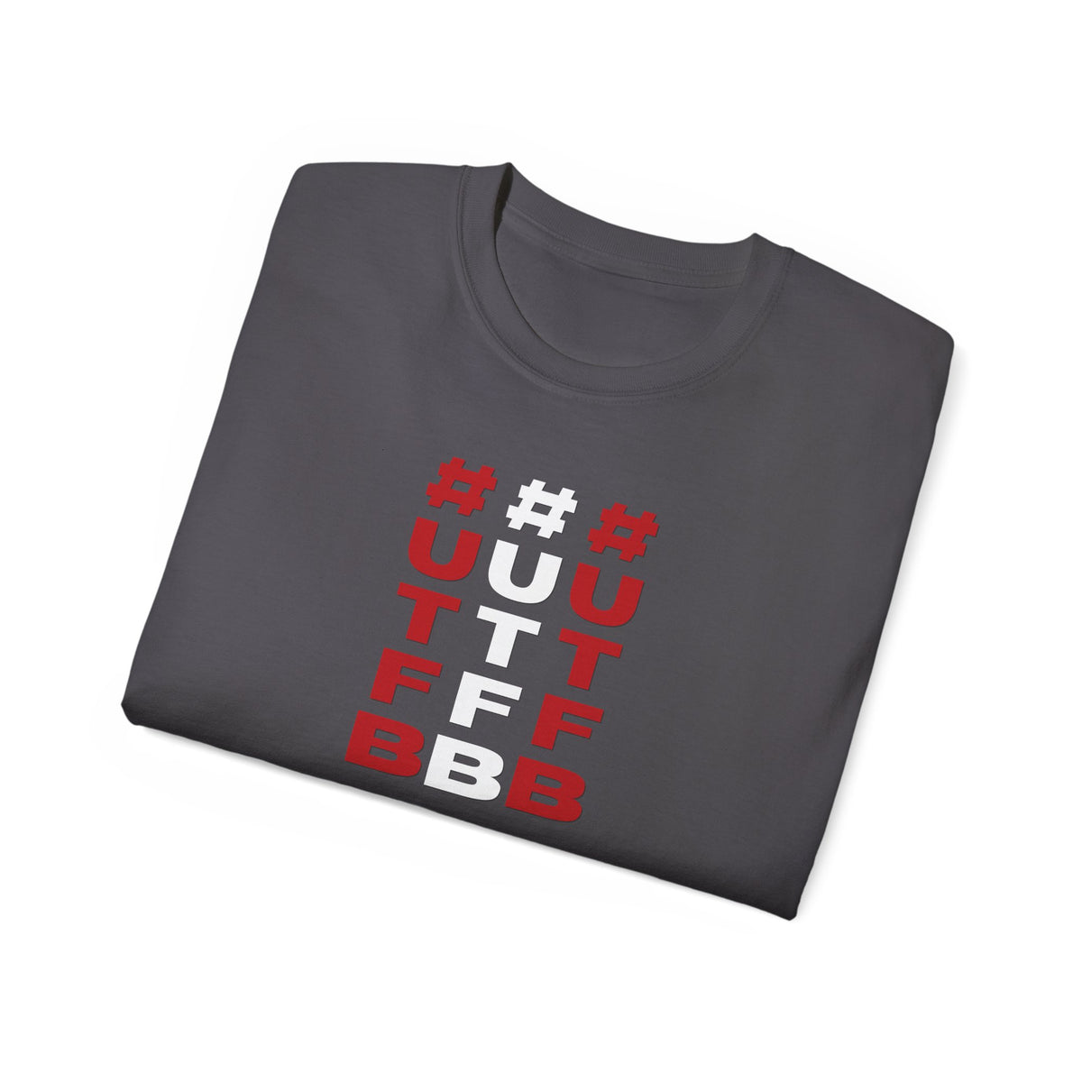 Tripple Vertical '#UTFB' Graphic Tee — Red & White Minimalist Design