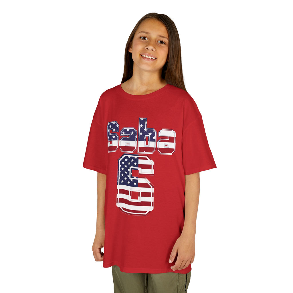 Kids Shirt 'Saba 6' American Flag BORO Shirt, Sabastian Berhalter is our Number 6 'Front print'