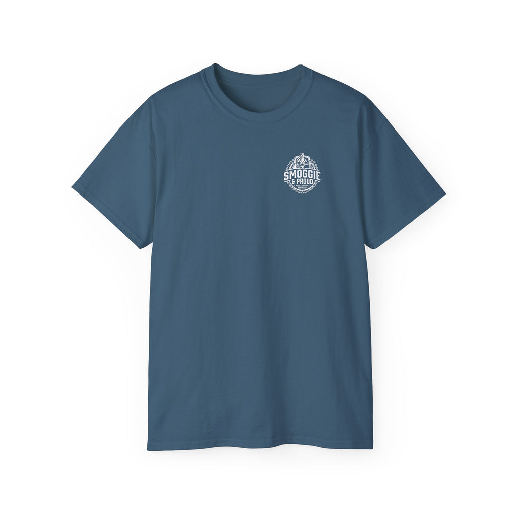 Smoggie & Proud Badge T‑Shirt — Teesside Pride Tee badge graphic
